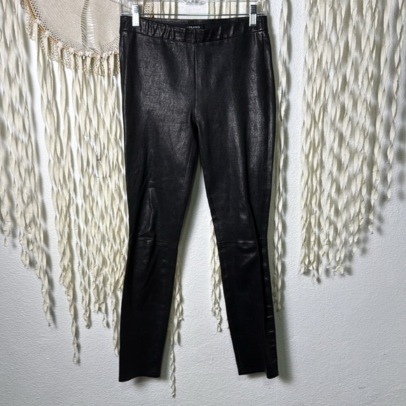 J Brand Black 100% Lamb Leather Pull On High Rise Skinny Pant Legging M - Picture 7 of 10